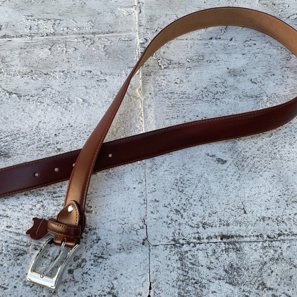 Leather Belt Brown Handmade Men Waistband Pink Buckle High Quality Size 43-44 in - Picture 4 of 9